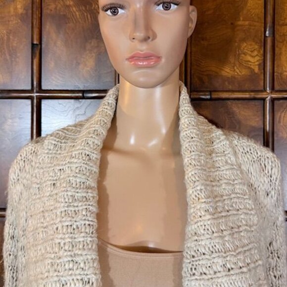 NWOT Jones New York Oatmeal Wool Alpaca Blend Oversize Lapel Open Front Cardigan - Picture 6 of 14